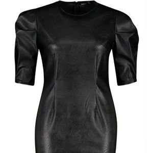 Pleather Puff Sleeve Dress